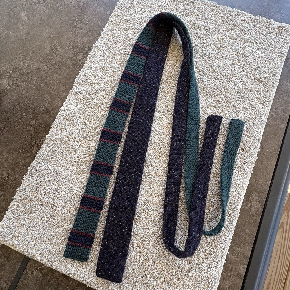 Lot of 2 Vintage Pips by Rooster Wool Knit Ties Made In Scotland